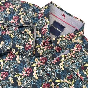 Tommy Bahama Cotton Silk Blend Floral‎ Paisley Button Down Long Sleeve Shirt L